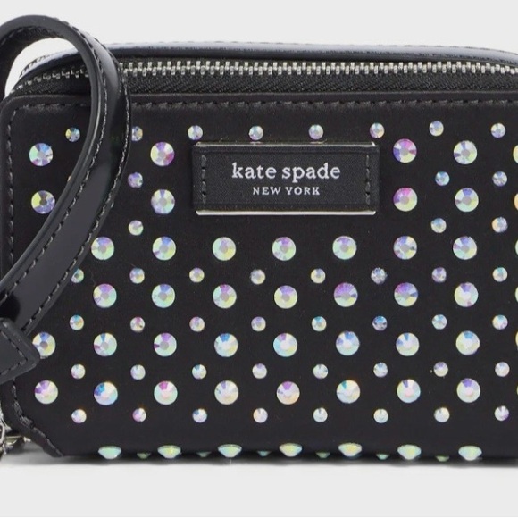 kate spade Handbags - EUC, LIKE NEW!!Kate Spade Leather Black Embellished Lea Micro Crossbody!! HTF!